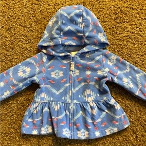 Geometric Periwinkle Fleece Hoodie with Ruffle. 3 mo
